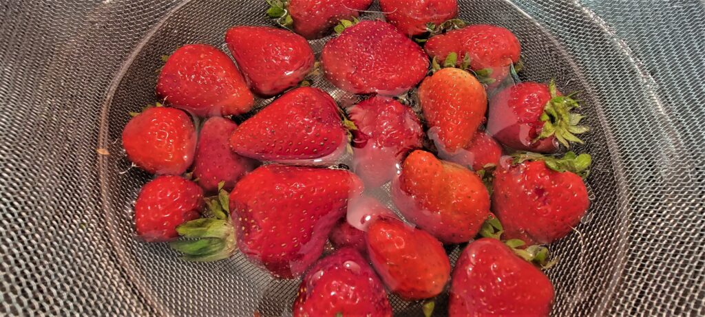 cleaned strawberries after triple washing them